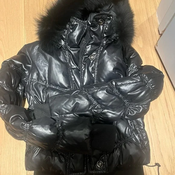 RUDSAK Black Down Bomber Puffer Jacket w/ Detachable Fur Hood - Picture 5 of 5